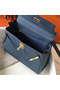 Hermes Kelly 28cm Bag In Blue Agate Clemence Leather GHW  Replica