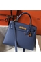Hermes Kelly 28cm Bag In Blue Agate Epsom Leather GHW  Replica