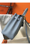 Hermes Kelly 28cm Bag In Blue Lin Clemence Leather GHW  Replica