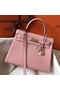 Hermes Kelly 28cm Bag In Pink Clemence Leather GHW  Replica