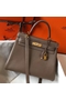 Hermes Kelly 28cm Bag In Taupe Grey Clemence Leather GHW  Replica