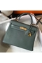 Hermes Kelly 28cm Bag In Vert Amande Clemence Leather GHW  Replica