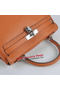 Hermes Kelly 28cm Shoulder Bags Orange Grainy Leather Silver  Replica