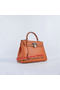 Hermes Kelly 28cm Shoulder Bags Orange Grainy Leather Silver  Replica