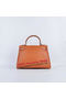 Hermes Kelly 28cm Shoulder Bags Orange Grainy Leather Silver  Replica
