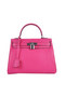 Hermes Kelly 28cm Shoulder Bags Rose Grainy Leather Silver  Replica