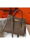 Hermes Kelly 32cm Bag In Taupe Grey Clemence Leather GHW  Replica