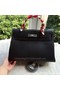 Hermes Kelly 32cm Shoulder Bag Black Calfskin Leather K32CL Silver  Replica