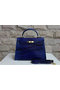 Hermes Kelly 32cm Shoulder Bag Blue Croco Patent Leather K32 Silver  Replica