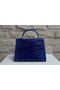 Hermes Kelly 32cm Shoulder Bag Blue Croco Patent Leather K32 Silver  Replica