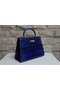 Hermes Kelly 32cm Shoulder Bag Blue Croco Patent Leather K32 Silver  Replica