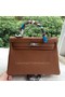 Hermes Kelly 32cm Shoulder Bag Brown Calfskin Leather K32CL Silver  Replica