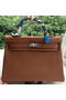Hermes Kelly 32cm Shoulder Bag Brown Calfskin Leather K32CL Silver  Replica