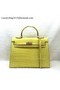 Hermes Kelly 32cm Shoulder Bag Croco Leather K32 Yellow  Replica
