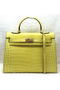 Hermes Kelly 32cm Shoulder Bag Croco Leather K32 Yellow  Replica