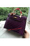 Hermes Kelly 32cm Shoulder Bag Croco Leather K32CO Purple  Replica