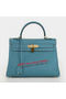 Hermes Kelly 32cm Shoulder Bag Light Blue Original Leather K32 Gold  Replica