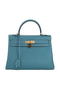 Hermes Kelly 32cm Shoulder Bag Light Blue Original Leather K32 Gold  Replica
