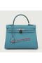 Hermes Kelly 32cm Shoulder Bag Light Blue Original Leather K32 Silver  Replica