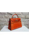 Hermes Kelly 32cm Shoulder Bag Orange Croco Patent Leather K32 Gold  Replica