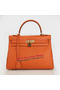 Hermes Kelly 32cm Shoulder Bag Orange Original Leather K32 Gold  Replica