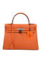 Hermes Kelly 32cm Shoulder Bag Orange Original Leather K32 Silver  Replica