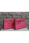Hermes Kelly 32cm Shoulder Bag Pink Croco Patent Leather K32 Gold  Replica