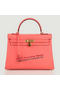 Hermes Kelly 32cm Shoulder Bag Pink Original Leather K32 Gold  Replica