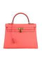 Hermes Kelly 32cm Shoulder Bag Pink Original Leather K32 Gold  Replica