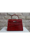 Hermes Kelly 32cm Shoulder Bag Red Croco Patent Leather K32 Silver  Replica