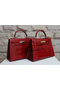 Hermes Kelly 32cm Shoulder Bag Red Croco Patent Leather K32 Silver  Replica