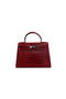 Hermes Kelly 32cm Shoulder Bag Red Croco Patent Leather K32 Silver  Replica