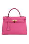 Hermes Kelly 32cm Shoulder Bag Rose Original Leather K32 Gold  Replica