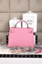 Hermes Kelly 32cm Shoulder Bags Grained Leather Pink  Replica