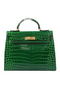 Hermes Kelly 32cm Shoulder Bags Green Iridescent Croco Leather Gold  Replica