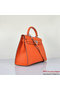 Hermes Kelly 32cm Shoulder Bags H6108 Orange Leather Silver  Replica