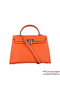 Hermes Kelly 32cm Shoulder Bags H6108 Orange Leather Silver  Replica