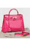 Hermes Kelly 32cm Shoulder Bags Peach Iridescent Croco Leather Gold  Replica