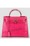 Hermes Kelly 32cm Shoulder Bags Peach Iridescent Croco Leather Gold  Replica