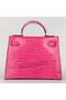 Hermes Kelly 32cm Shoulder Bags Peach Iridescent Croco Leather Gold  Replica