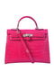 Hermes Kelly 32cm Shoulder Bags Peach Iridescent Croco Leather Silver  Replica