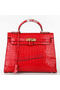 Hermes Kelly 32cm Shoulder Bags Red Iridescent Croco Leather Gold  Replica