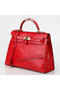 Hermes Kelly 32cm Shoulder Bags Red Iridescent Croco Leather Gold  Replica