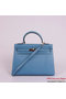 Hermes Kelly 32cm Handle Bag Blue Togo Leather Silver Replica