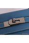 Hermes Kelly 32cm Handle Bag Blue Togo Leather Silver Replica