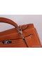 Hermes Kelly 32cm Handle Bag Camel Woven Leather Silver Replica