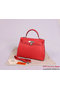 Hermes Kelly 32cm Handle Bag Light Red Woven Leather Silver Replica