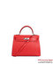 Hermes Kelly 32cm Handle Bag Light Red Woven Leather Silver Replica