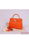 Hermes Kelly 32cm Handle Bag Orange Woven Leather Silver Replica