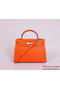 Hermes Kelly 32cm Handle Bag Orange Woven Leather Silver Replica